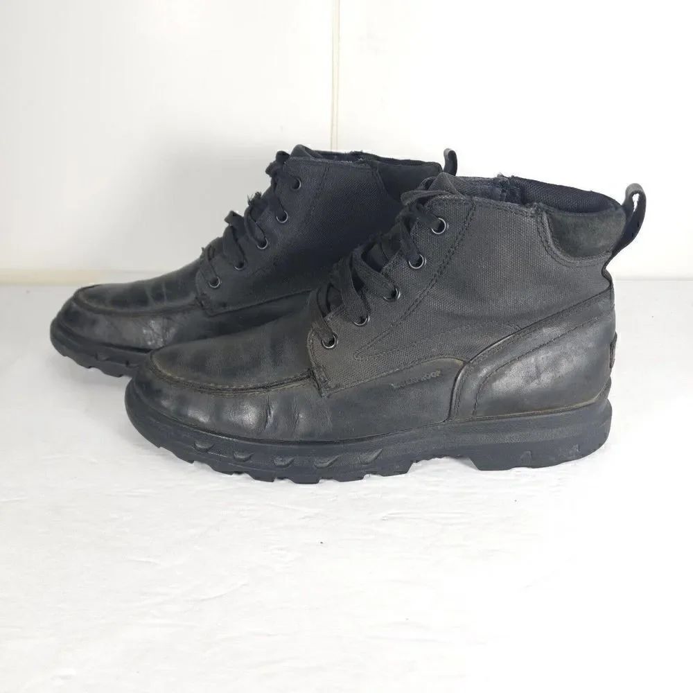 Sorel Men's Portzman US11 Black Leather Waterproof Moc Toe Lace-Up Ankle Boot